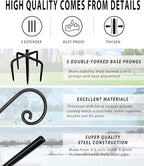 Artigarden Outdoor Shepherd Hooks 108 inch Tall for Bird Feeder (2 Packs), Adjustable Metal Garden Poles for Hanging Plants Solar Light Lantern, Bright Black
