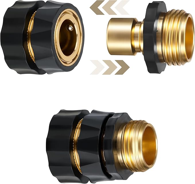 Twinkle Star 3/4 Inch Garden Hose Fitting Quick Connector Male and Female Set, 4 Set, Garden Hose Adapter, Quick Connect Hose Fittings, Garden Hose Connector, Hose Attachment