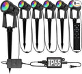 SUNTHIN Outdoor Landscape Lighting with Remote, RGBW Color Changing Spot Uplights, 6 Pack