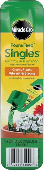 Bonnie Plants Sweet Basil, Live Plants, with Miracle-Gro Pour & Feed Singles Ready-to-Use Plant Food, 4-Pack, Great for Containers, Raised Beds, and In-Ground Gardens, 19.3 oz.