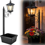 Solar Lamp Post with Planter, 2-in-1 Outdoor Solar Light with Built-in Planter Box, Waterproof Solar Powered Pathway Lamp for Garden Patio, Auto On/Off Warm White Light for Front/Back Door (large35'')