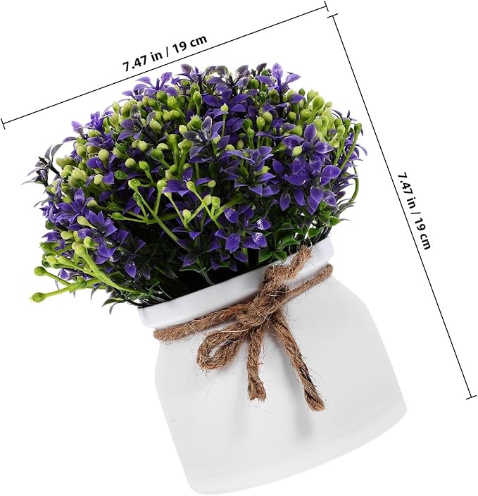 Healeved Artificial Purple Orchid Fake Bonsai Plant Decor, Small Potted Faux Flower Ornament for Home Living Room Desktop Decoration