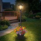 Benany 76" Solar Lamp Post Lights with Planter, Glass & Metal Street Light Outdoor Waterproof, 60 Lumens Dusk to Dawn Solar Pole Light for Garden, Yard, Driveway, Porch, Patio, Warm White