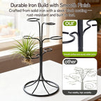 Air Plant Holder Iron Tree Stand Metal Air Plant Display with 6 Rings, Round Base Tillandsia Holder for Home Office Tabletop Decoration (Plants Not Included)