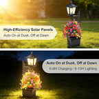 Solar Pathway Lights with Planter, 2-in-1 Outdoor Solar Lamp Post Light with Planter and Artificial Flowers, 27/35inch Outdoor Planters with Lights for Lawn, Patio, Yard & Pathway Decor (35in(Large)