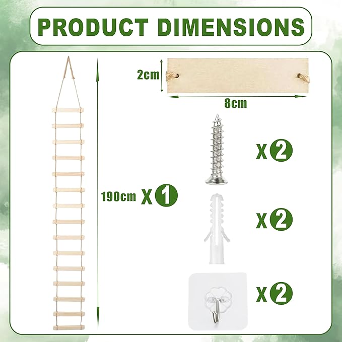 Extra Tall 6ft Wooden Ladder Trellis for Climbing Plants - Sturdy Indoor/Outdoor Plant Support,Easy Assembly & Space-Saving Vertical Garden Decor for Potted Plants, Vines, Pothos, Monstera