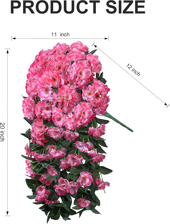 Artificial Fake Hanging Flowers Geraniums for Outdoors Spring Outside Decor, 2 PCS Faux Silk Flowers UV Resistant Outdoor Plants Realistic White Trailing Vines for Planters Porch Patio Garden Balcony