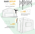 EAGLE PEAK 10x5 Portable Walk in Greenhouse, Pop Up Indoor Outdoor Greenhouse, Green House Kit with Zippered Roll-Up Doors and Windows, Lean-to Design, PE Cover, Clear/White