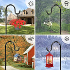 ANIDEER 60" Shephards Hook for Outdoor, Heavy Duty Bird Feeder Pole with 7 Base Prongs, Adjustable Shepherds Hook for Hanging Bird Feeder, Solar Light Lanterns, Garden Plant Hanger Stands,2 Packs