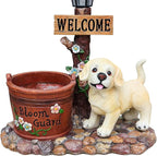 Animal Outdoor Statue Planter Solar Light Welcome Garden Sculpture Resin Flower Pot Decorative Porch Patio Yard Lawn Entryway Figurine with LED Lamp Rustic Plant Holder Ornament Courtyard (G)