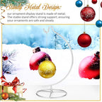 Baderke 2 Pack Ornament Display Stand, 10.43" Height Ornament Hanger, Air Plant Holder Terrariums Hanging Stand Crystal Ball Hanging Hook for Christmas Wedding Home Office Decoration(Silver)