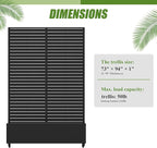 Casaphoria Metal Raised Garden Bed with Trellis and Wheels, 72"x47"x16" Planter Box for Climbing Plants, Vegetables & Vines, Features Drainage Holes and Privacy Screen (Black-Louvered)