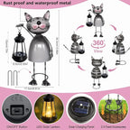 Garden Decor Cat Solar Statues,Unique Garden Statues Cat with Solar Lantern Waterproof, Birthday Gifts for Women Mom Grandma, Front Patio Balcony Yard Art Lawn Ornaments Porch Outdoor Decoration