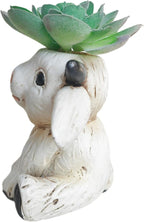 Succulents Plants Artificial, Mini Fake Succulents in Resin Cartoon Animal Goat Pot for Desk Livingroom Home Decoration Office Decor