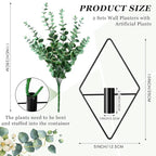 Canlierr 2 Pieces Wall Decor Hanging Planters with Artificial Plants Metal Hanging Vase Indoor Plants Holder Modern Boho Wall Art for Bathroom Bedroom Living Room Decor(Black,Eucalyptus)