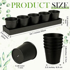 FoldTier 2 Sets Herb Garden Planter Indoor Kit with Trey 10 Pcs Metal Windowsill Plant Pots with Drainage Holes Indoor Herb Planter with Marker and Labels for Home Outdoor Plants (Black)