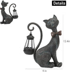 Whimsical Outdoor Cat Statues with Solar Garden Light:Cat Garden Statues for Outside Fall Decor Clearance,Outdoor Figurine for Yard Art Lawn Ornaments Patio Balcony Home House - Birthday Gifts for mom
