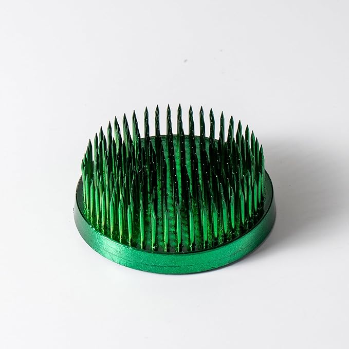 Wazakura Ikebana Kenzan Round, Japanese Floral Arranging Frog Holder, Made in Japan - Green 63mm