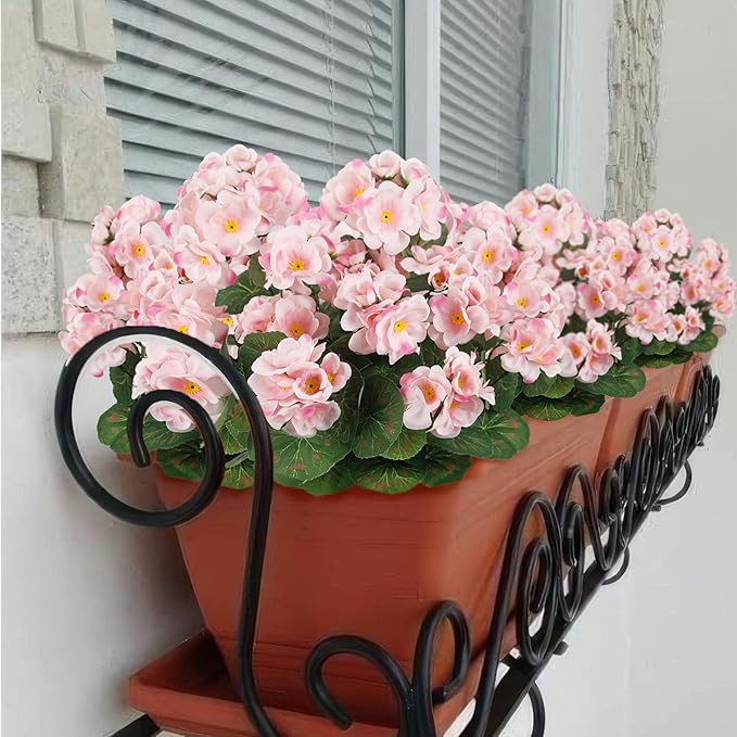 CITYES 3 Pcs Artificial Flowers Silk Geraniums for Outdoors UV Resistant Pink Artificial Geranium Bush Faux Flowers Plant Geraniums for Garden Home Decor Indoor Patio Vase Table Centerpiece