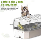 Escape-Proof 3 Gallon Turtle Tank Kit for Hatchlings - Compact Acrylic Aquarium with Basking Platform & Filter, Multi-Zone Desktop Habitat, Easy Clean