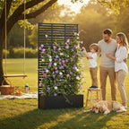 QINPTWUT Louver Edition Privacy Screen Planter Box with Trellis, Metal Raised Garden Bed for Climbing Plants, Outdoor Pattern Divider for Patio Balcony Backyard, 27 Gallon Capacity, Easy Assembly