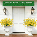 TURNMEON 12 Bundles Artificial Flowers for Outdoors Summer Decor, Realistic UV Resistant Fake Plants Faux Plastic Flowers for Outside Planter Home Gardens Porch Yards Spring Cemetery Decor(Yellow)