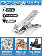 Stainless Steel Garden Cilps - 40Pcs Large Open Metal Clamps for Greenhouse Hoops, 2" Fix Plant Cover Shade Cloth Netting Tarp, Tight Grip Weatherproof Gardening Supplies