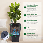22.4 Inch Tall Planters for Outdoor Indoor Plants Set of 2, Tapered Large Flower Pots with 2 Trays and a Water Level Monitor Planter Pots, Plant Pot for Patio, Balcony, Lounge