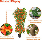 Artificial Bougainvillea Tree -5FT Faux Bougainvillea Tree with Realistic Flowers, Tall Fake Fall Flower Tree for Indoor or Outdoor Decor, Silk Floral Plant for Living Room, Porch, Garden (Orange)