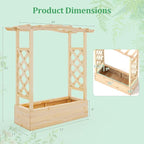 HAPPYGRILL Raised Garden Bed with Trellis, Wood Planter Box w/Hanging Roof, Drainage System, Elevated Garden Box for Climbing Vine, Outdoor Planter w/Trellis for Patio Balcony, 44" x 14" x 45"