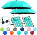 2 PACK Beach Umbrella with Clamp, 360 ° Adjustable Umbrellas for Chair, UPF50+ Umbrella for Beach Chair, Patio Chair, Wheelchair, Camping Chair, Golf Carts (Chair Not Included)