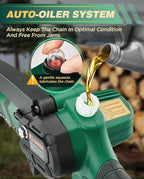 Saker Mini Chainsaw with Auto Oiler|6 Inch Chainsaws[2025 Upgraded]|Mini Cordless Electric Chain Saw|Small Handheld Portable Chainsaw Battery Powered for Tree Trimmer and Garden 2 Batteries+3 Chains