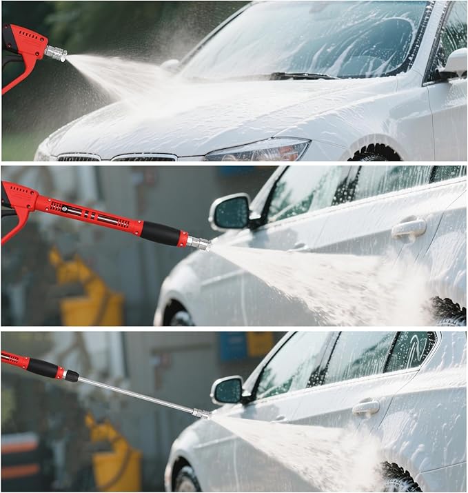 Pressure Washer Gun with Extension Replacement Wand, Power Washer Gun, M22 Fitting, 5 Nozzle Tips, 5000 PSI, 37 Inch