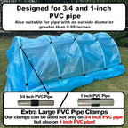 Greenhouse Clamps for3/4-1 Inch PVC Pipe, Greenhouse Hoops,Support Frame,Grow Tunnel,Plant Support Garden Stakes.Pure Black Garden Clips for Fixing Plant Cover, Plastic Sheeting, Film Row Cover, Net.