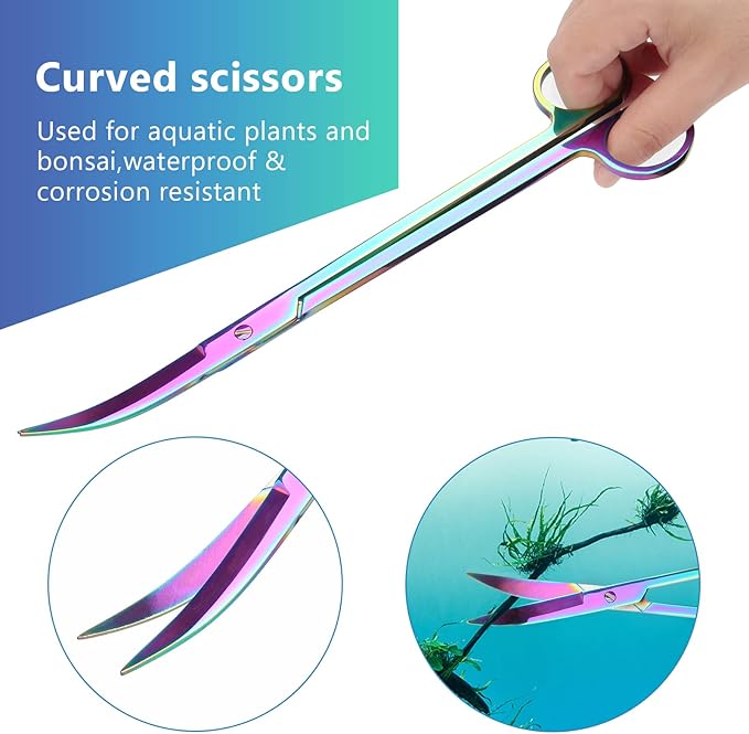 Catcan 4 in 1 Quarium Aquascape Tools Kits, Anti-Rust Stainless Steel Aquatic Plant Aquascaping Tweezers, Scissors, Spatula for Aquarium Tank Cleaning Fish Tank Aquascape Tools Sets
