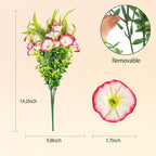 Artificial Flowers for Outdoors 12 Bundles Pink Artificial Petunias Fake Flowers UV Resistant Shrubs Plants with Fern for Indoor Outside Hanging Planters Home Garden Spring Decorations
