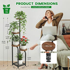 TOSKING 5 Tier Metal Anti-Tip Plant Stand indoor, Wide Base for Pots, Child and Pet Friendly ,Heavy Duty Plant Shelf ,Corner Shelf, Flower Pot Stand for Multiple Plants, Indoor Plants Tiered Stand for Living Room Balcony Garden Patio Bedroom(Black and ...