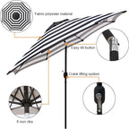 Blissun 9' Outdoor Patio Umbrella, Outdoor Table Umbrella, Yard Umbrella, Market Umbrella with 8 Sturdy Ribs, Push Button Tilt and Crank