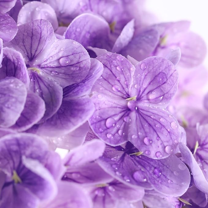 Coferset Purple Hydrangea Artificial Flowers 3pcs Lifelike Faux Hydrangea Real Touch Fake Flowers for Home Wedding Christmas Office Party Living Room Decoration,22inch