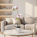 Fake Orchid in Vase Artificial Orchids That Look Real with Pot Artificial Flowers for Home Decor (Pink)
