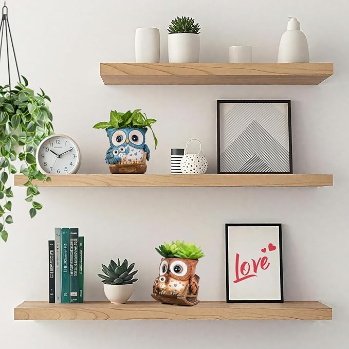 Saysmile Unique Owl Plant Pots Indoor, Cute Small Succulent Pots with Drainage Hole, Rocking Chair Planters for Outdoor Indoor Plants, Resin Flower Pot for String of Pearls, Gift Ideas for Mother