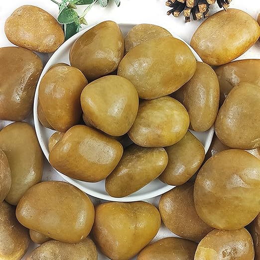 YISZM 20lbs Yellow River Rocks for Landscaping, 2-3 Inch Natural Pebbles for Indoor Plants, High Polished Decorative Stones Vase Filler Fish Tank Aquariums Garden