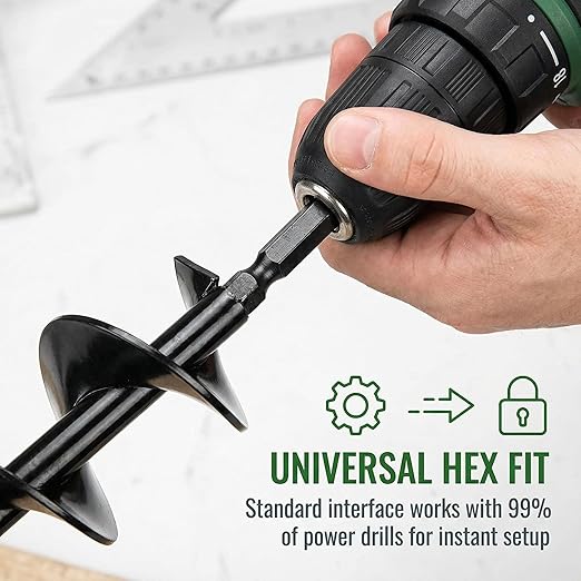 Auger Drill Bit for Planting, 1.6" x 16.5" Heavy Duty Garden Auger, Post Hole Digger, Bulb Planter, Fence Post Hole Tool for 3/8" Hex Drive Drill