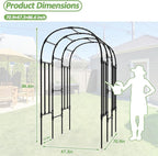Garden Arch Trellis - 47"L*71"W*87"H, Rust-Proof Grape Trellis with Thickened Steel Pipe, Garden Arch Trellis for Climbing Plants Outdoor, Tunnel Trellis for Cucumber, pumpkin,Squash, Melon