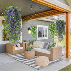 RECUTMS 2Pcs Artificial Hanging Plants Fake Vines Fake Plants Outdoor Greenery Artificial Flower for Outdoors Hanging Basket Plastic Home Garden Wedding Party Decorations(Purple)