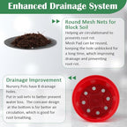 20 Pack 6 Inch Plant Pots, Thickened Plastic Flower Pots with 20 Pcs Water Collecting Trays, 20 Soil Block Mesh Pads, Red