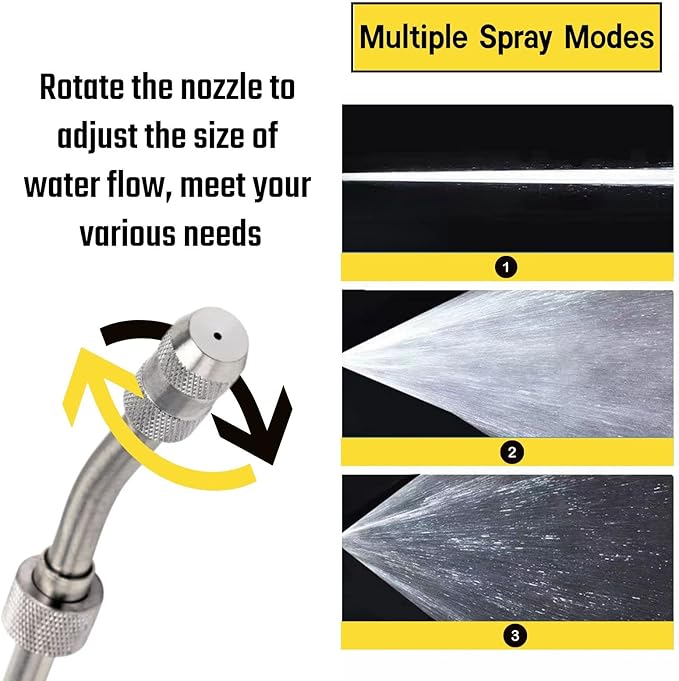 29'' Sprayer Wand Replacement, 1/4" & 3/8" Brass Barb Universal Stainless Sprayer Wand with Shut off Valve, Adjustable Watering Wand with 2 Hose Clamps & 1 Tape