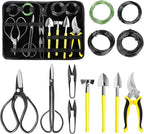 Bonsai Tools Set 13Pcs, Bonsai Essentials with PU Leather Bag, High Carbon Steel Succulent Trimming Kit, for Pruning, Raking, Training Plants, Ideal Gardening Gifts