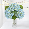 ZYTUYO 3PCS Blue Green Hydrangeas Artificial Flower 21" Real Touch Faux Latex Fake Hydrangeas Silk Bouquet for Home Kitchen Living Room Spring Table Office Wedding Party Arrangement