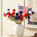 Red White and Blue Artificial Flower Arrangement 12 Stems with American Flag, 4th of July Table Decorations Centerpiece for Patriotic Home Decor, Independence Day Party, Memorial Day Decor